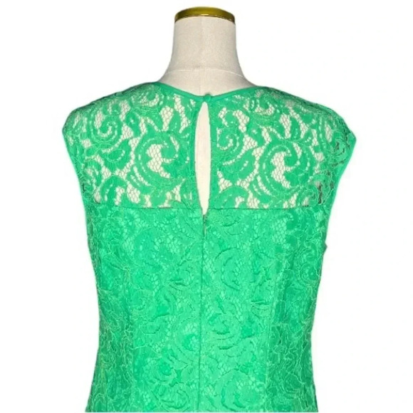 ADRIANNA PAPELL |SLEEVELESS LACE DRESS WITH BEADED NECK IN BOTANIC GREEN SIZE 10 - Picture 7 of 10